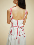 Cotton Contrast Trim Back Tie Dress