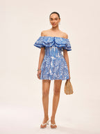 Semi-Sheer Off-Shoulder Ruffled Dress